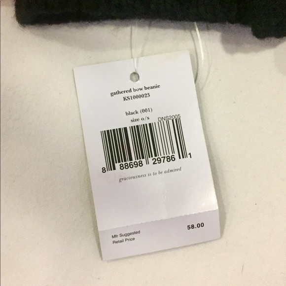 Black knit Kate Spade Hat with center bow! NWT - Picture 2 of 2